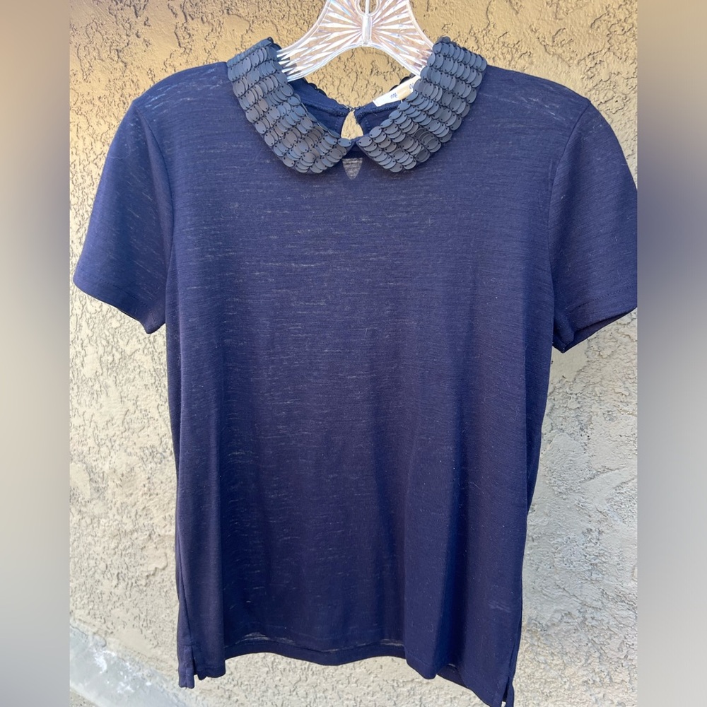 Madewell embellished collar short sleeve top